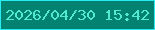 文字の大きさ：2、枠の色：28ecf3、背景の色：038272、文字の色：51e9d2 無料ブログパーツのブログ時計