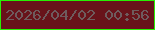 文字の大きさ：2、枠の色：28f004、背景の色：68131a、文字の色：6e5b5d 無料ブログパーツのブログ時計