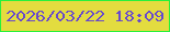 文字の大きさ：1、枠の色：28f03c、背景の色：e3dc3f、文字の色：6849cd 無料ブログパーツのブログ時計