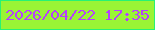 文字の大きさ：2、枠の色：28f274、背景の色：9af435、文字の色：b641fd 無料ブログパーツのブログ時計