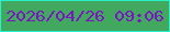 文字の大きさ：4、枠の色：28f2cb、背景の色：42a860、文字の色：7b15c4 無料ブログパーツのブログ時計