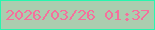 文字の大きさ：4、枠の色：28f5ae、背景の色：abcdaf、文字の色：f5709c 無料ブログパーツのブログ時計