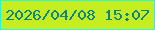 文字の大きさ：5、枠の色：28f8da、背景の色：c5ed20、文字の色：088681 無料ブログパーツのブログ時計