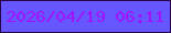 文字の大きさ：1、枠の色：29034a、背景の色：6557fd、文字の色：a014fd 無料ブログパーツのブログ時計