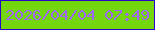 文字の大きさ：5、枠の色：2904c9、背景の色：74d70d、文字の色：9f67f8 無料ブログパーツのブログ時計