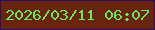 文字の大きさ：3、枠の色：290b5f、背景の色：69240e、文字の色：6be65c 無料ブログパーツのブログ時計