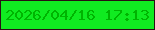 文字の大きさ：2、枠の色：290f14、背景の色：10eb21、文字の色：00b401 無料ブログパーツのブログ時計