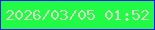 文字の大きさ：1、枠の色：2914f8、背景の色：21fb46、文字の色：cedcc2 無料ブログパーツのブログ時計