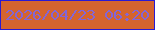 文字の大きさ：5、枠の色：291ad2、背景の色：d5642e、文字の色：8465d6 無料ブログパーツのブログ時計