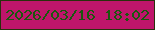 文字の大きさ：4、枠の色：29300c、背景の色：bf156b、文字の色：1a570e 無料ブログパーツのブログ時計