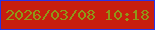 文字の大きさ：4、枠の色：2934e6、背景の色：c81e0e、文字の色：8f9618 無料ブログパーツのブログ時計