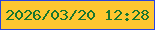 文字の大きさ：3、枠の色：2943df、背景の色：fec730、文字の色：19762f 無料ブログパーツのブログ時計
