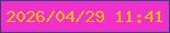 文字の大きさ：5、枠の色：294676、背景の色：f12fca、文字の色：febd10 無料ブログパーツのブログ時計
