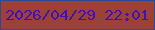 文字の大きさ：5、枠の色：294b95、背景の色：9b413a、文字の色：3f13b3 無料ブログパーツのブログ時計