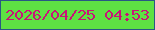 文字の大きさ：1、枠の色：295884、背景の色：5ee143、文字の色：c91278 無料ブログパーツのブログ時計