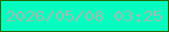 文字の大きさ：4、枠の色：296502、背景の色：03fec0、文字の色：9fbcb0 無料ブログパーツのブログ時計