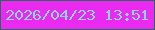 文字の大きさ：4、枠の色：29685d、背景の色：ea29f1、文字の色：89d6e6 無料ブログパーツのブログ時計
