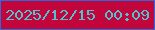 文字の大きさ：2、枠の色：296ae1、背景の色：c2063b、文字の色：50c2d1 無料ブログパーツのブログ時計