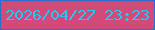 文字の大きさ：5、枠の色：296ec9、背景の色：d34979、文字の色：1dc9fe 無料ブログパーツのブログ時計