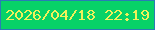 文字の大きさ：5、枠の色：297cb5、背景の色：07d267、文字の色：f1f15a 無料ブログパーツのブログ時計