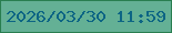 文字の大きさ：2、枠の色：297e50、背景の色：64b095、文字の色：0d6584 無料ブログパーツのブログ時計