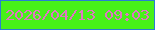 文字の大きさ：4、枠の色：297ed3、背景の色：47f119、文字の色：e076c2 無料ブログパーツのブログ時計