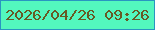 文字の大きさ：4、枠の色：2995c1、背景の色：53f7be、文字の色：675a24 無料ブログパーツのブログ時計
