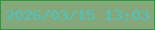 文字の大きさ：5、枠の色：299a3e、背景の色：86a77a、文字の色：47c6c3 無料ブログパーツのブログ時計