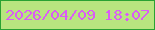 文字の大きさ：4、枠の色：29a232、背景の色：b8e57f、文字の色：da5cf6 無料ブログパーツのブログ時計