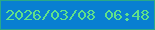 文字の大きさ：3、枠の色：29a989、背景の色：087fd1、文字の色：5fe08a 無料ブログパーツのブログ時計