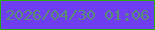 文字の大きさ：3、枠の色：29ab12、背景の色：6f3ef0、文字の色：598e74 無料ブログパーツのブログ時計