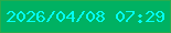 文字の大きさ：1、枠の色：29ab4d、背景の色：00b162、文字の色：02fff3 無料ブログパーツのブログ時計