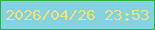 文字の大きさ：2、枠の色：29b144、背景の色：85d2e0、文字の色：efde79 無料ブログパーツのブログ時計