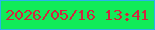 文字の大きさ：5、枠の色：29b3eb、背景の色：11eb59、文字の色：d1253e 無料ブログパーツのブログ時計