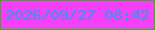 文字の大きさ：1、枠の色：29b80e、背景の色：f440f8、文字の色：2c9ee0 無料ブログパーツのブログ時計