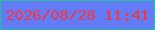 文字の大きさ：1、枠の色：29bf9e、背景の色：647bf8、文字の色：f03844 無料ブログパーツのブログ時計
