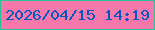 文字の大きさ：1、枠の色：29c197、背景の色：f677aa、文字の色：0756c2 無料ブログパーツのブログ時計