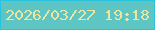 文字の大きさ：1、枠の色：29c3e0、背景の色：5dc5c3、文字の色：ede59d 無料ブログパーツのブログ時計