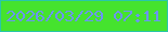 文字の大きさ：5、枠の色：29c6a9、背景の色：45e32e、文字の色：6b95f1 無料ブログパーツのブログ時計