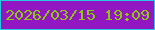 文字の大きさ：5、枠の色：29c8e1、背景の色：9316c3、文字の色：8dc811 無料ブログパーツのブログ時計