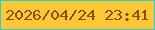文字の大きさ：5、枠の色：29cccf、背景の色：fdc835、文字の色：894f06 無料ブログパーツのブログ時計