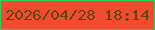 文字の大きさ：1、枠の色：29d158、背景の色：f24b30、文字の色：624612 無料ブログパーツのブログ時計