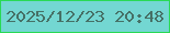 文字の大きさ：3、枠の色：29d955、背景の色：73d7d2、文字の色：467066 無料ブログパーツのブログ時計