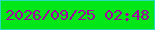 文字の大きさ：4、枠の色：29daba、背景の色：03e719、文字の色：a202a1 無料ブログパーツのブログ時計