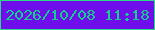 文字の大きさ：3、枠の色：29db83、背景の色：6f0eea、文字の色：10d08f 無料ブログパーツのブログ時計