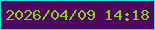 文字の大きさ：1、枠の色：29e0e0、背景の色：4b065d、文字の色：8dd013 無料ブログパーツのブログ時計