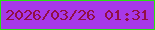 文字の大きさ：4、枠の色：29e110、背景の色：a738e7、文字の色：910f45 無料ブログパーツのブログ時計