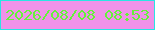 文字の大きさ：2、枠の色：29e5e3、背景の色：f092e9、文字の色：65f33a 無料ブログパーツのブログ時計