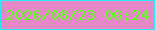 文字の大きさ：3、枠の色：29eaf7、背景の色：e488c7、文字の色：61ff21 無料ブログパーツのブログ時計