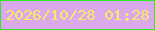 文字の大きさ：5、枠の色：29eb1d、背景の色：d9a9ec、文字の色：fbea65 無料ブログパーツのブログ時計